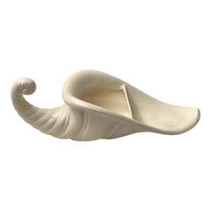 Vintage Ceramic Ivory Cornucopia, Mid-Century Modern Planter