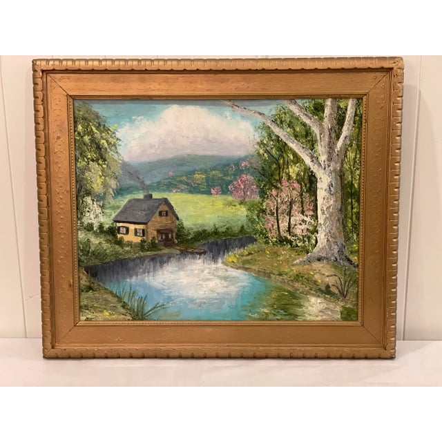 Absolutely Gorgeous with Beautiful Colors, Vintage American Impressionist Original Oil Painting. Features Pink Trees, a...