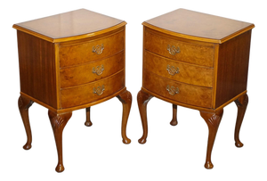 Art Deco Style Burr Walnut Nightstands, Set of 2