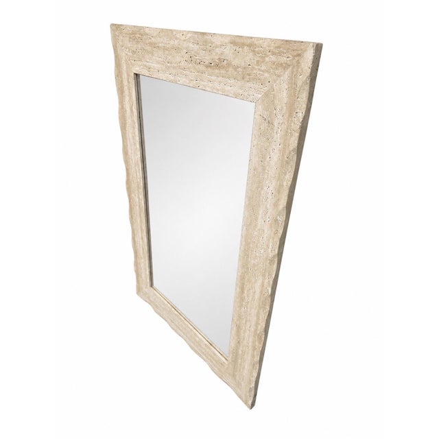 Postmodern Post Modern Travertine Wall Mirror For Sale - Image 3 of 4