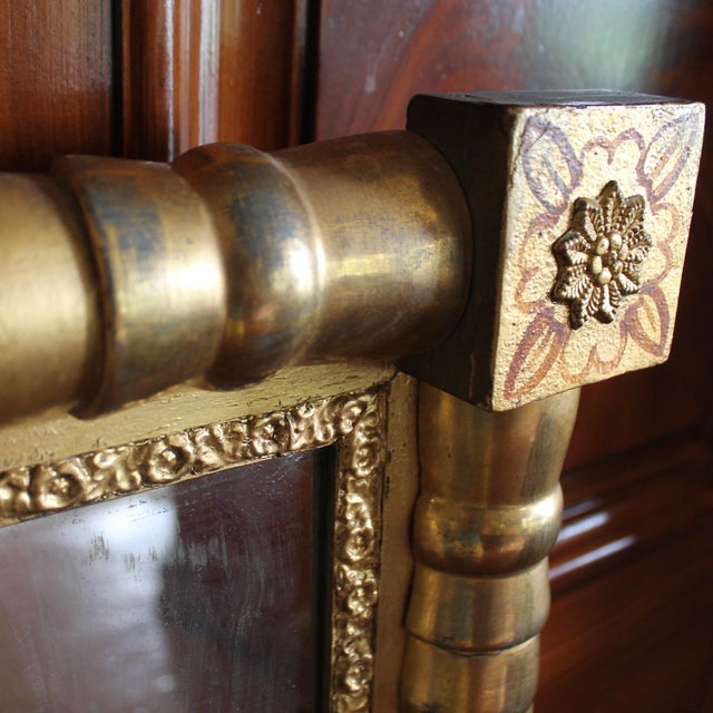 Gold Small Antique American Sheraton Giltwood Mirror For Sale - Image 8 of 13