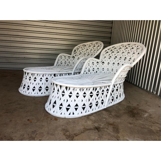 Vintage Rattan Peacock Chaise Lounge Chairs a Pair Chairish