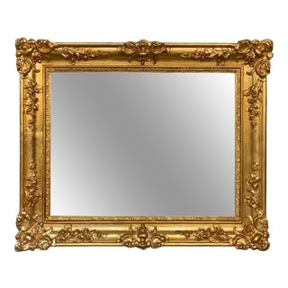 19th French Empire Period Carved Gilt Wood Rectangular Mirror For Sale