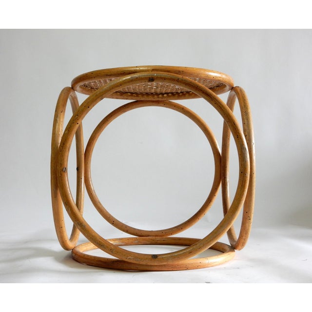 Mid-Century Modern Early 1900's Thonet Bent Rattan & Wicker Stool For Sale - Image 3 of 8