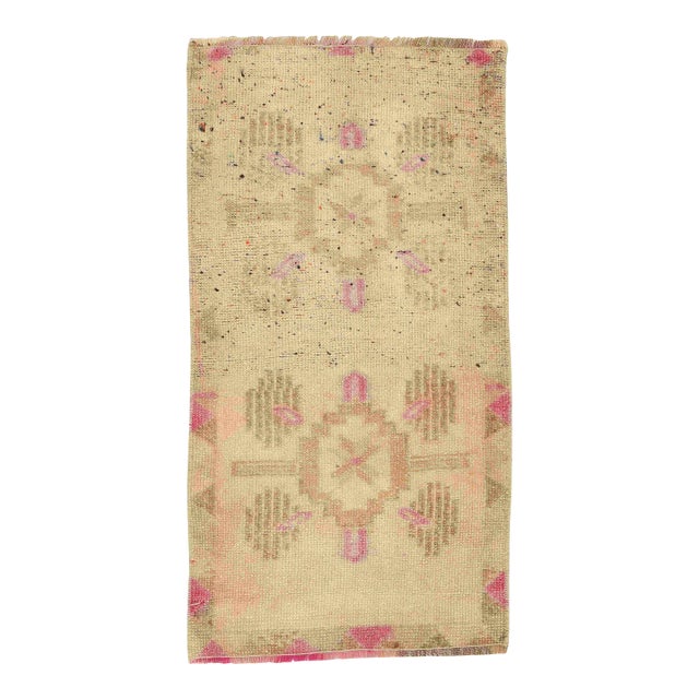 Vintage Washed Out Mini Rug For Sale