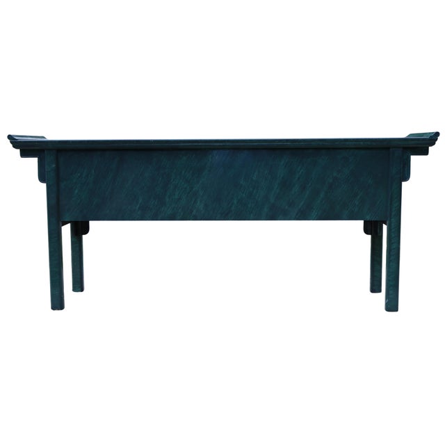 Vintage Century Furniture Faux-Malachite Green Pagoda Console Sideboard With Brass Hardware, Attributed For Sale In Washington DC - Image 6 of 18