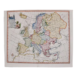 Emanuel Bowen Europe: An Original 18th Century Hand-colored Map by E. Bowen, 1744
