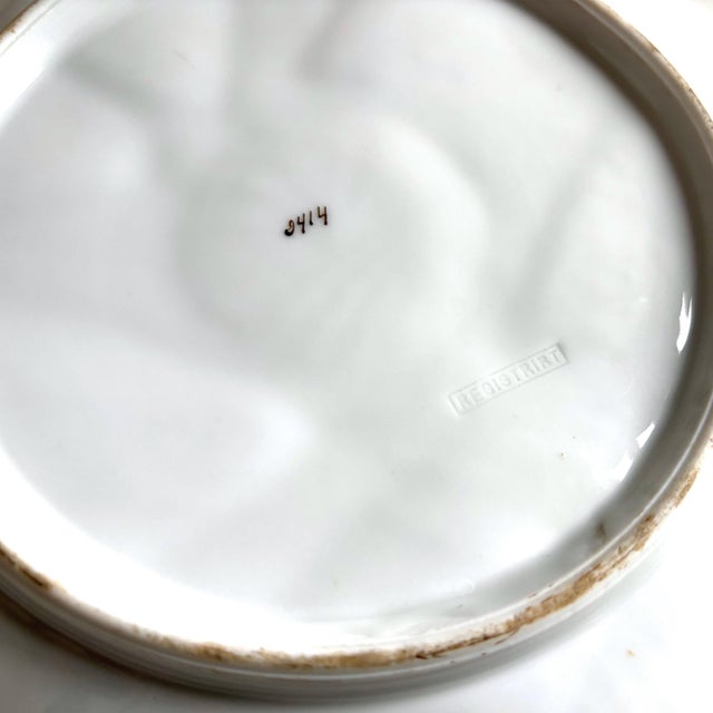 Antique French Porcelain Oyster Plate – Basketweave & Molded Shell Design, C. 1880–1910 For Sale - Image 4 of 5