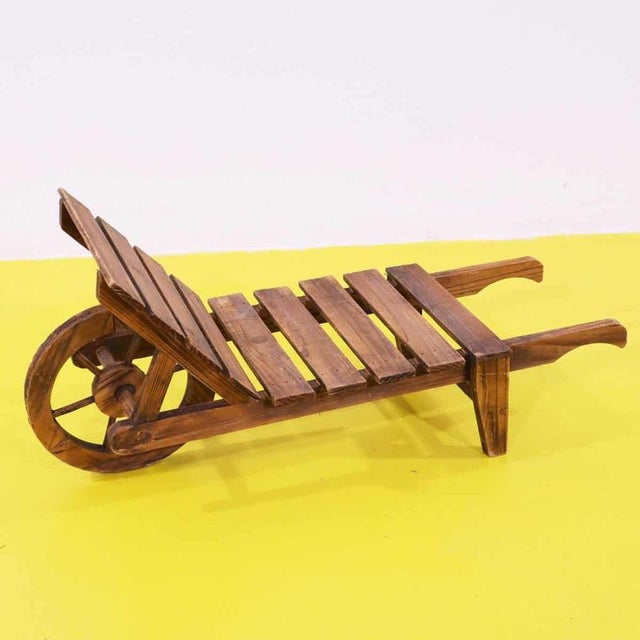 Wood Decorative Wooden Wheelbarrow Planter For Sale - Image 7 of 7