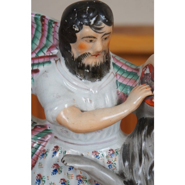 Green Antique Mid 19th Century Staffordshire Porcelain Samson & the Lion Figurine For Sale - Image 8 of 12