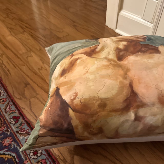 Traditional Hand Painted Pillow Classical Male Nude For Sale - Image 3 of 7