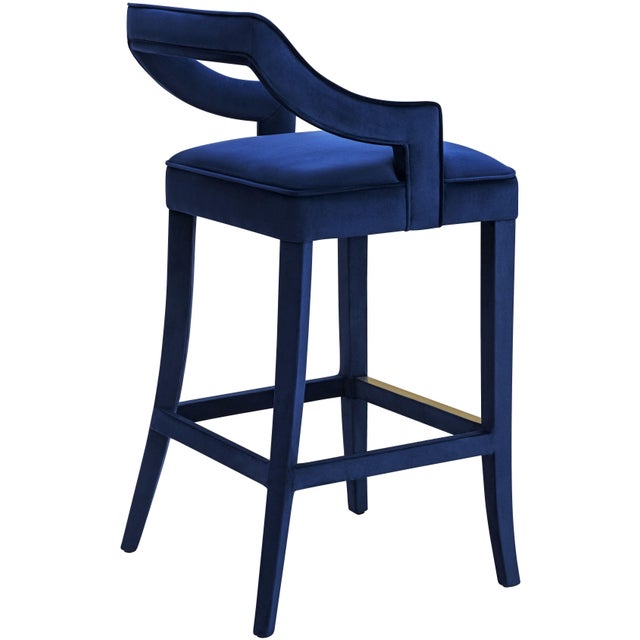 Tiffany Navy Velvet Counter Stool Chairish