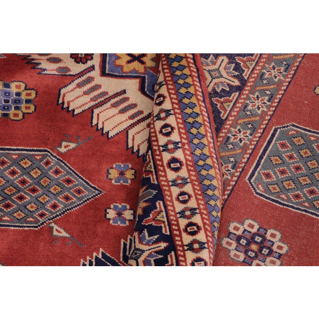 Textile Shabby Chic Shirwan Rust/Blue Wool Rug - 4'6''x6'1'' For Sale - Image 7 of 10