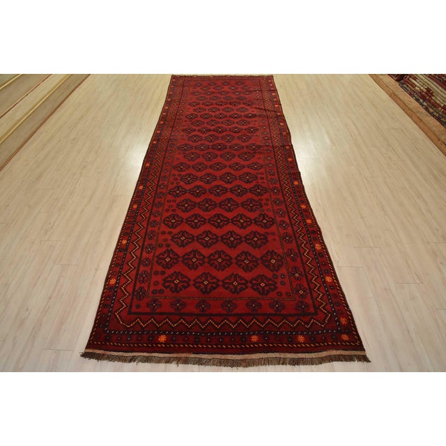 Tribal Baloch Runner 5’4” X 12’8” Red Wool Vintage Tribal Hand-Knotted Rug For Sale - Image 3 of 13