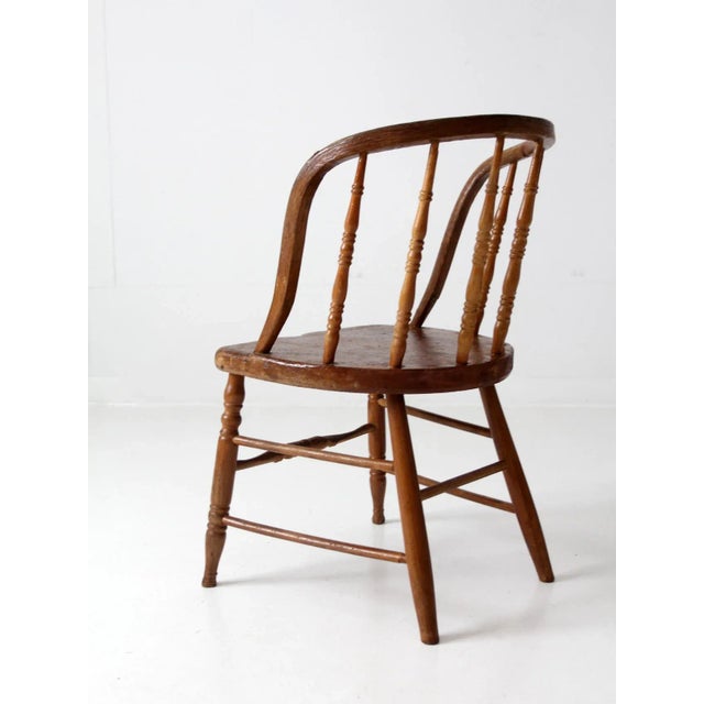Wood Antique Windsor Captains Chair For Sale - Image 7 of 12