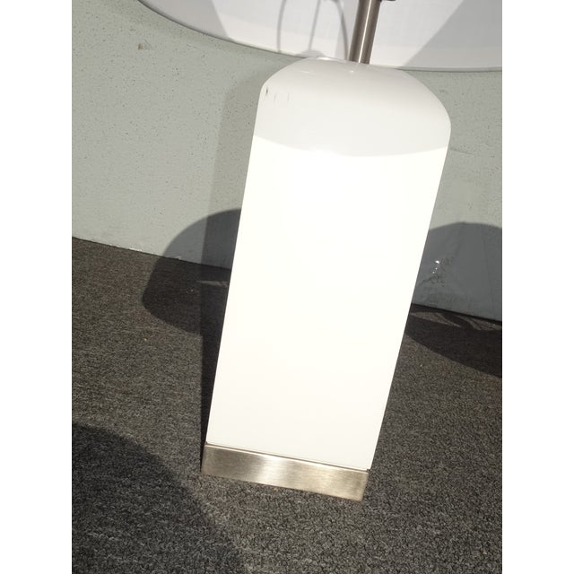 White Pair of Modern Table Lamps W White Lamp Shades For Sale - Image 8 of 13