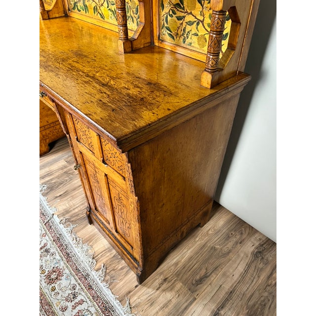 Brown Antique Victorian Aesthetic Movement Oak Desk in Original Finish C. Late 19th Century For Sale - Image 8 of 14