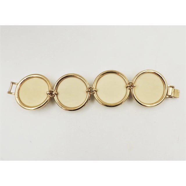 Monet Vintage 1950s Signed Monet Goldtone & Ivory Colored Resin Bracelet For Sale - Image 4 of 6