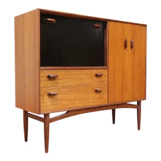 Mid Century Modern Vintage Teak Dry Bar Cart Hutch G Plan Cocktail Cabinet Danish Style For Sale