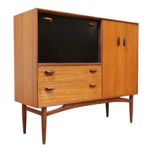 Mid Century Modern Vintage Teak Dry Bar Cart Hutch G Plan Cocktail Cabinet Danish Style