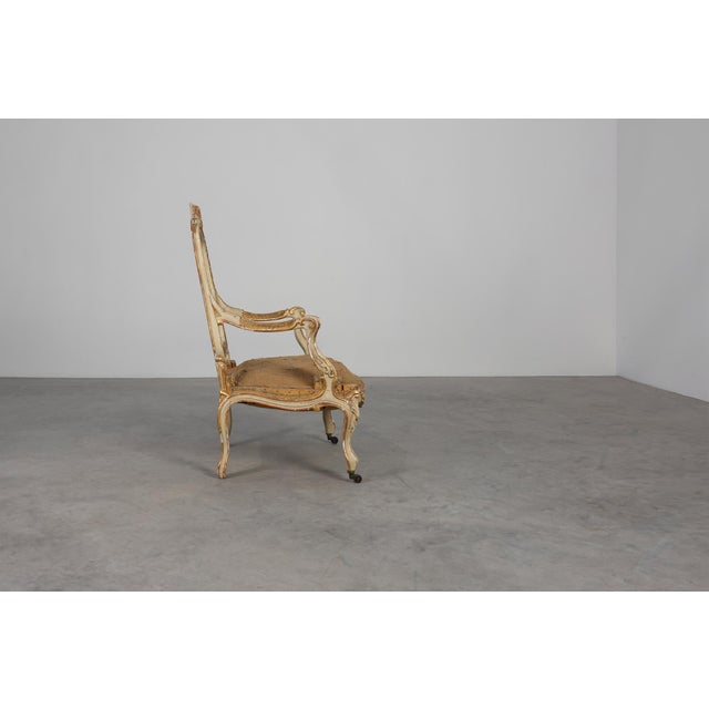 Antique French Louis XV Armchair in Carved Wood, 1800s For Sale - Image 5 of 12