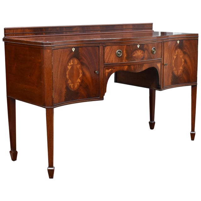 19th Century Victorian English Flame Mahogany Serpentine Sideboard For Sale - Image 11 of 11