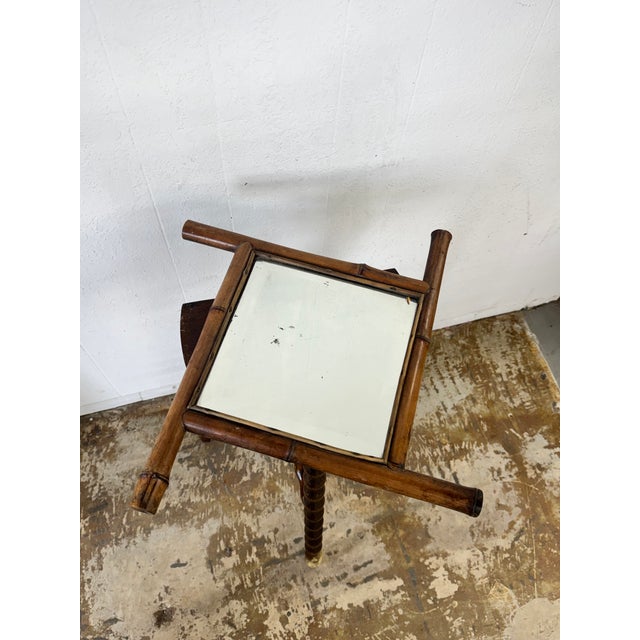 Vintage French Petite Faux Bamboo Beveled Wall Mirror For Sale - Image 11 of 12