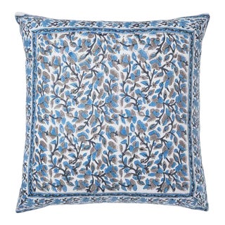 Anna-Nargis Blue & Orange Reversible Pillow Case, 18" x 18" For Sale