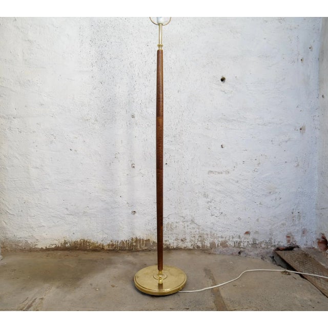 Mid-Century Brass & Polished Wood Floor Lamp from Böhlmarks, Sweden, 1940s For Sale - Image 10 of 12