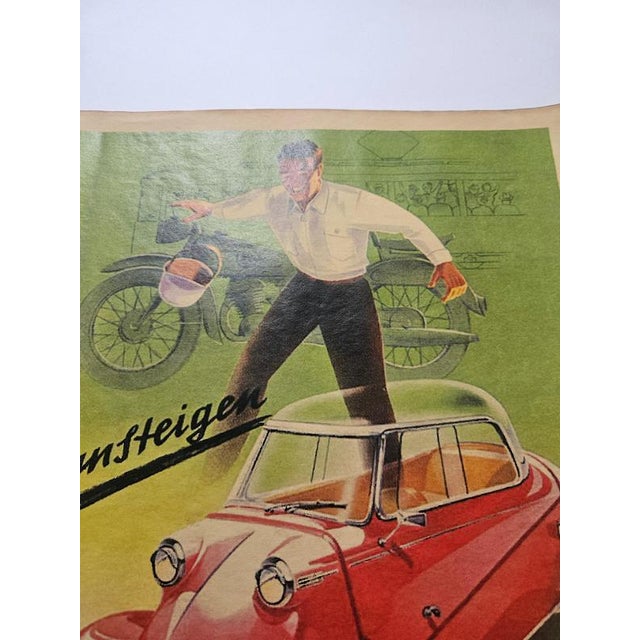 Art Deco Messerschmitt Automobile Advertising Poster, 1930s For Sale - Image 3 of 7