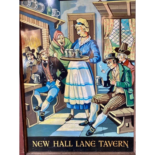 Original Vintage Double Sided Wood Frame New Hall Lane Pub Sign From the U K For Sale - Image 4 of 10