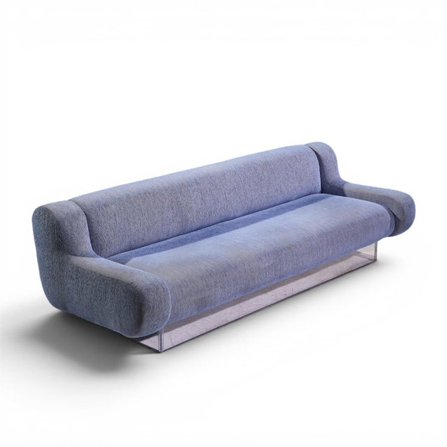 Charles Hollis Jones Mid Century Waterfall Bear Lucite Base Sofa For Sale - Image 9 of 9