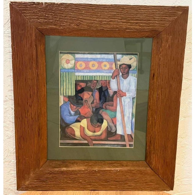 Vintage Mexican Diego Rivera Prints Custom Reclaimed Wood Framed - Set of 4 For Sale In Phoenix - Image 6 of 6