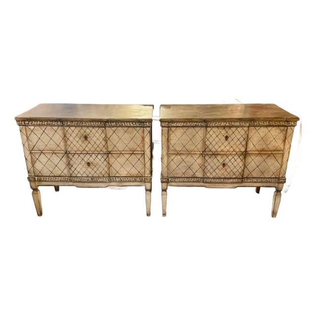 Pair of German Neo-Classical Painted Bed Side Tables For Sale