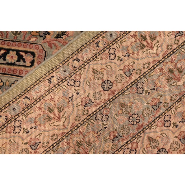 Textile Floral 1990's Pak-Persian Green/Beige Wool Rug - 6'3'' X 9'6'' For Sale - Image 7 of 9