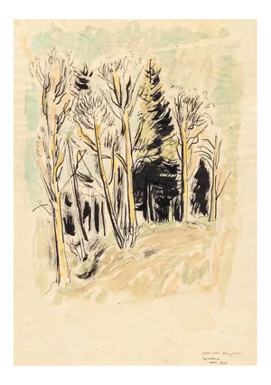 Into the Woods - China Ink and Watercolor by G. Kayser - 1948 1948
