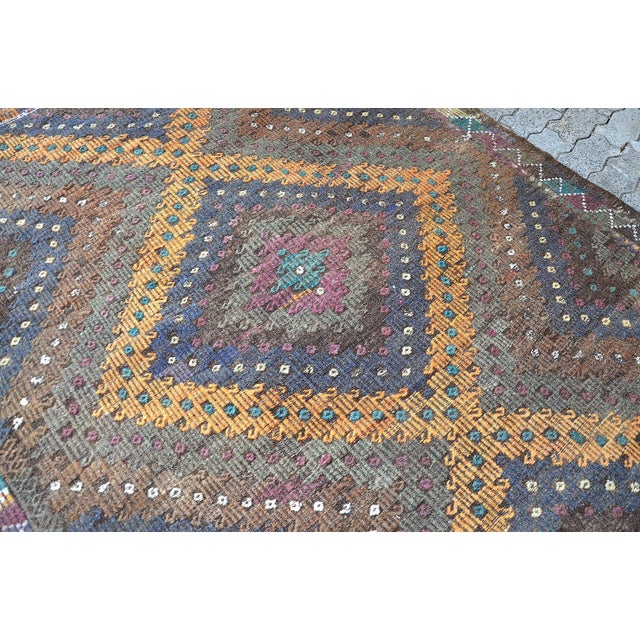 Orange 1960s Home Living Vintage Turkish Kilim Rug For Sale - Image 8 of 11