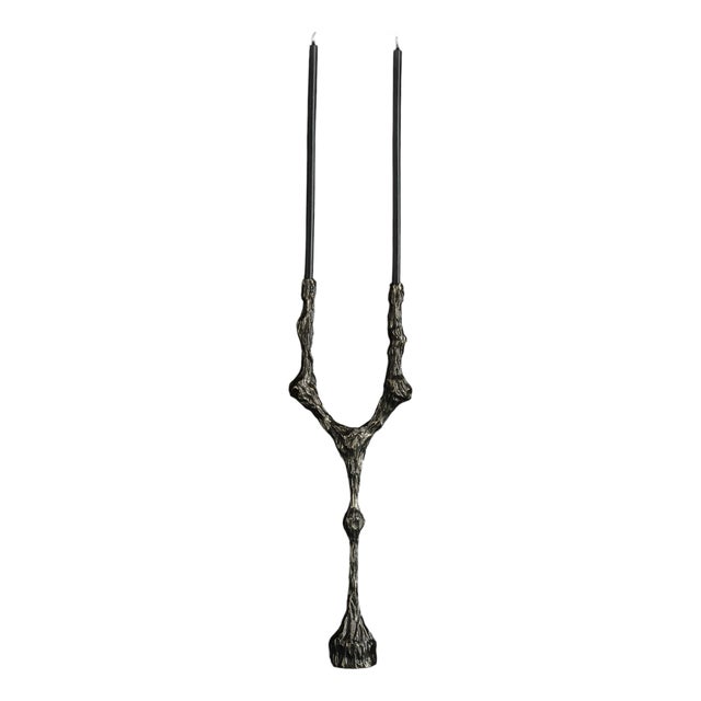 Omnia Vanitas Vanité 6 Candleholder in Patinated Cast Bronze by William Guillon For Sale