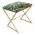 Matthew Izzo Home - X Side Gold Leaf and Sea Glass Fabric Stool For Sale