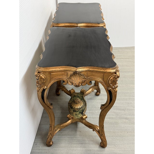 Antique Rococo Revival Giltwood Side Tables, Pair For Sale - Image 9 of 12