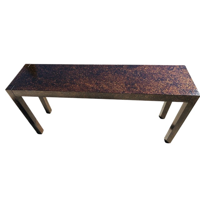 Mid-Century Modern Drexel Parsons Console Table | Faux Tortoise Drip Glaze | Milo Baughman Style Add a touch of Mid-...