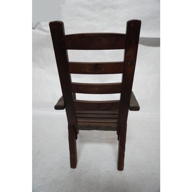 Brown Mid 20th Century Reed Brothers Barkwood Ladder Back Chair For Sale - Image 8 of 11