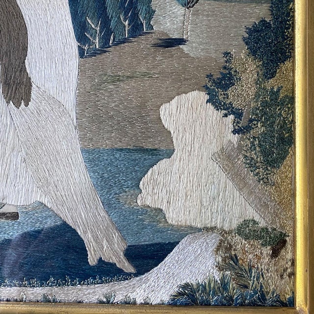 Early 19th Century American New England School Silk and Needlework Mourning Picture to A. Adams For Sale - Image 5 of 12