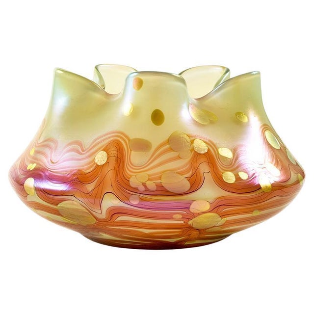 Austrian Art Noveau Red and Gold Floral Glass Bowl from Johann Loetz Witwe, 1902 For Sale - Image 10 of 10