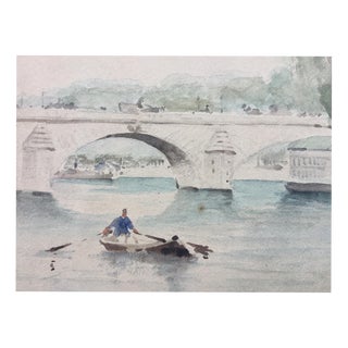 Émile Raissiguir, The Seine at the Pont Neuf, 1884, Watercolor For Sale