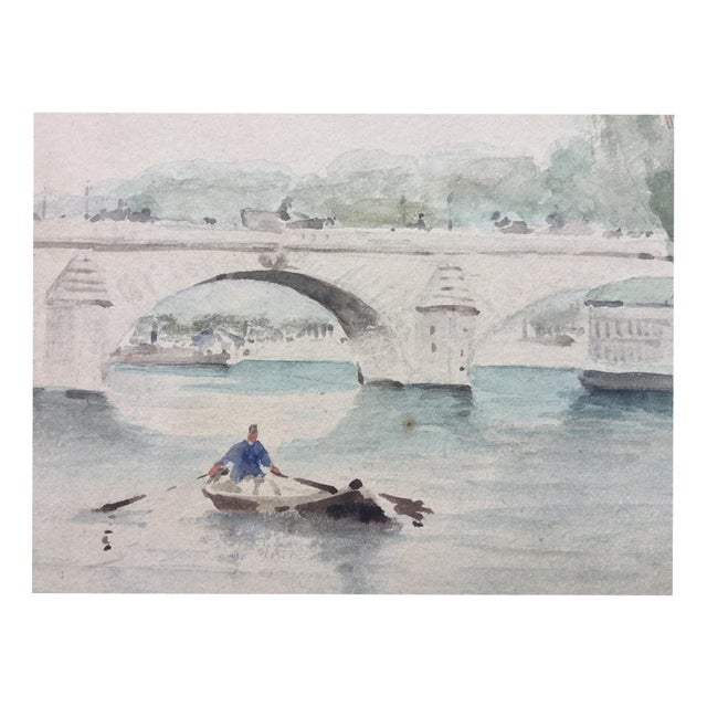 Émile Raissiguir, The Seine at the Pont Neuf, 1884, Watercolor For Sale