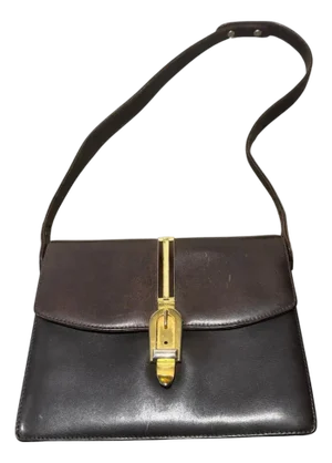An Elegant 1970s Chocolate Brown Leather Italian Shoulder Bag