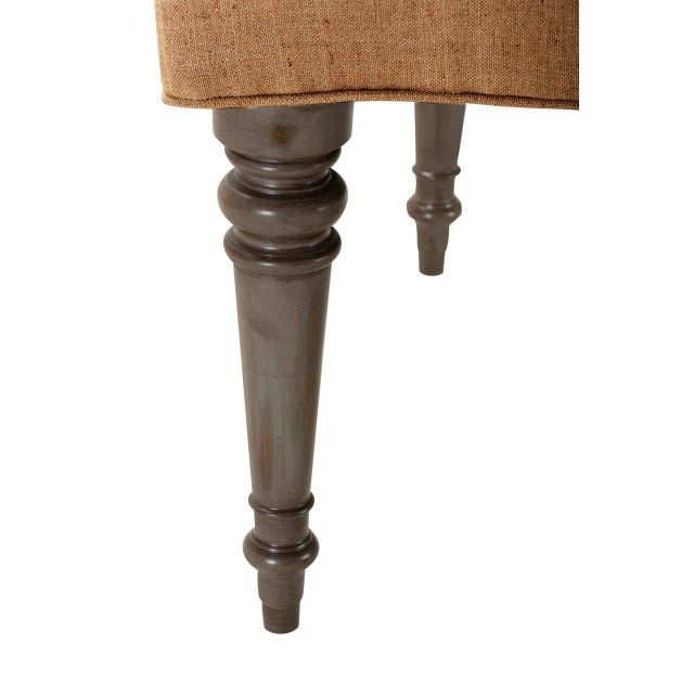 Transitional Calypso Stool, Allspice Linen For Sale - Image 3 of 4