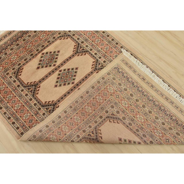 Bokhara Jaldar Rug 3’1” X 5’2” Beige Wool Tribal Hand-Knotted Oriental Carpet For Sale - Image 10 of 11