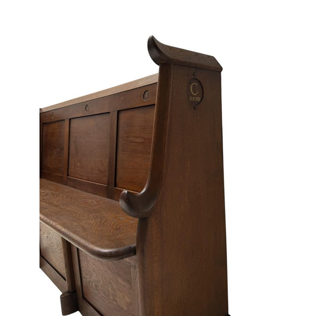 Art Deco Three-Seat Bench in Oak by Willem Penaat, 1920s For Sale - Image 12 of 17